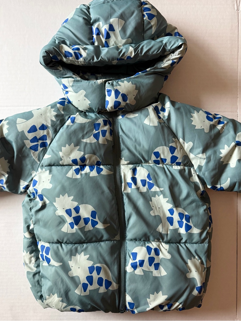 ZARA Kids Dinosaur Puffer Jacket Fleece Lined Hooded 4-5Y 110